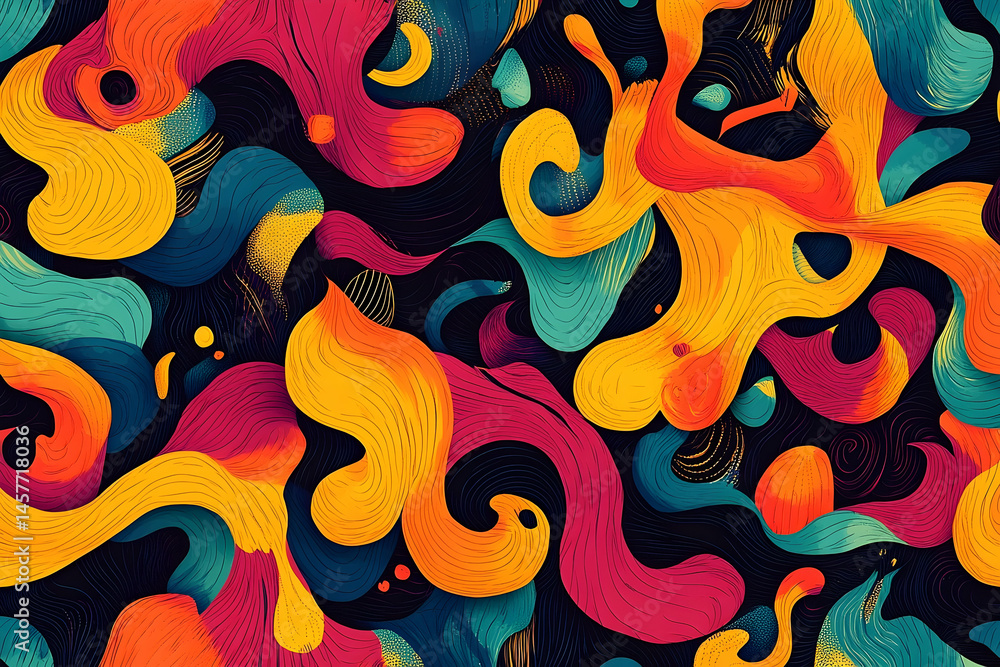 Poster Abstract design with vibrant color patterns and flowing forms.