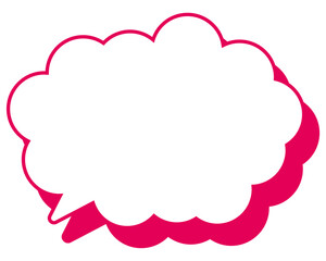 シンプルなカラー線の吹き出し　丸みのある雲形