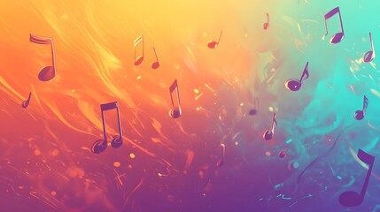Vibrant abstract musical notes against a dynamic color gradient.