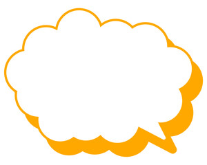 シンプルなカラー線の吹き出し　丸みのある雲形