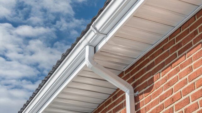 White gutter system on red brick house