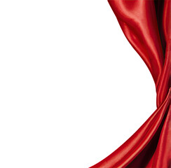 Red Silk Fabric with Flowing Drapery and Glossy Texture in Elegant Motion on Transparent Background