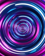 Obraz premium Abstract neon swirl vortex in vibrant pink and blue tones forming a hypnotic tunnel effect, ideal for backgrounds, digital art, and futuristic graphic design projects