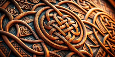 Intricate Celtic Knotwork Relief Sculpture - Candid Close-up Photography