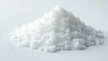 Close-up of white sugar crystals against white backdrop, sugar, refined, pure