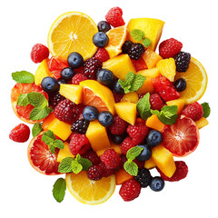 Vibrant Fruit Salad with Oranges and Mint Isolated on Transparent Background