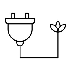 Obraz premium Green Energy: A symbol of sustainable power, the illustration features an electrical plug seamlessly connected to a blossoming plant, representing eco-friendly energy.