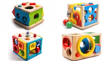Colorful wooden shape-sorting toys