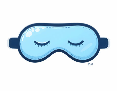recommend clip art: Blue Sleep Mask with Closed Eyes Illustration for Restful Sleep