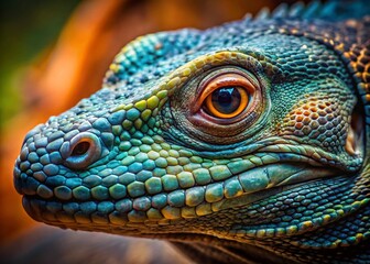 Fototapeta premium Komodo Dragon Head Macro: Close-up Reptile Scales & Eyes