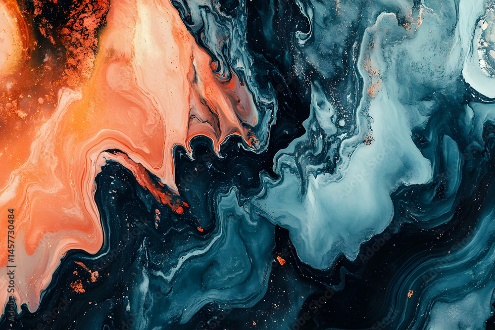 Poster abstract painting showcasing dynamic color blends and fluid forms.