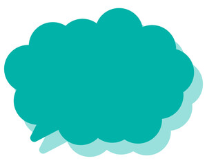 シンプルなカラーの吹き出し　丸みのある雲形