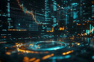 Digital data with futuristic graphs.