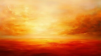 Obraz premium Vibrant Sunset Landscape Painting red orange background
