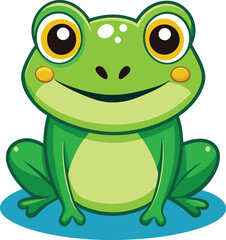 Cheerful Cartoon Frog Illustration for Kids.