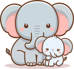 Sweet Elephant Family – Simple Cartoon Design