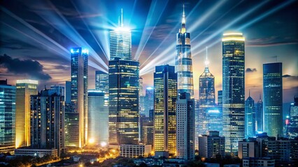 Obraz premium Low Light Cityscape: Financial District, Bright Future of Tax Planning