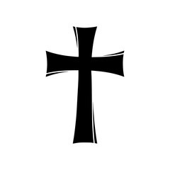 Black Cross Icon - Minimalist Vector Graphic