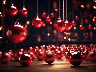"Festive Christmas Ornaments Hanging Against a Soft, Blurred Background"