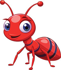 Playful Vector Ant Mascot with Big Eyes and Smooth Texture.
