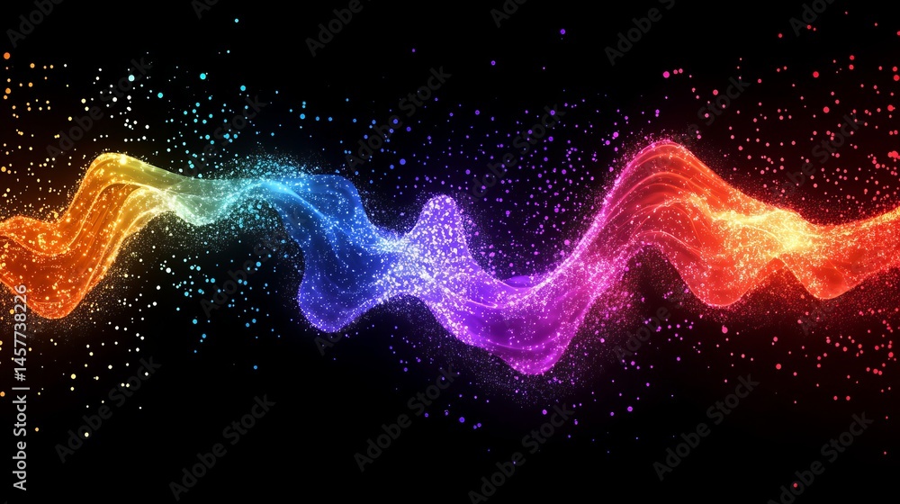 Aufkleber abstract colorful wave particle flow dynamic energy background design digital art illustration vibra