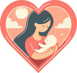 Mom in Heart – Minimalist Love Illustration