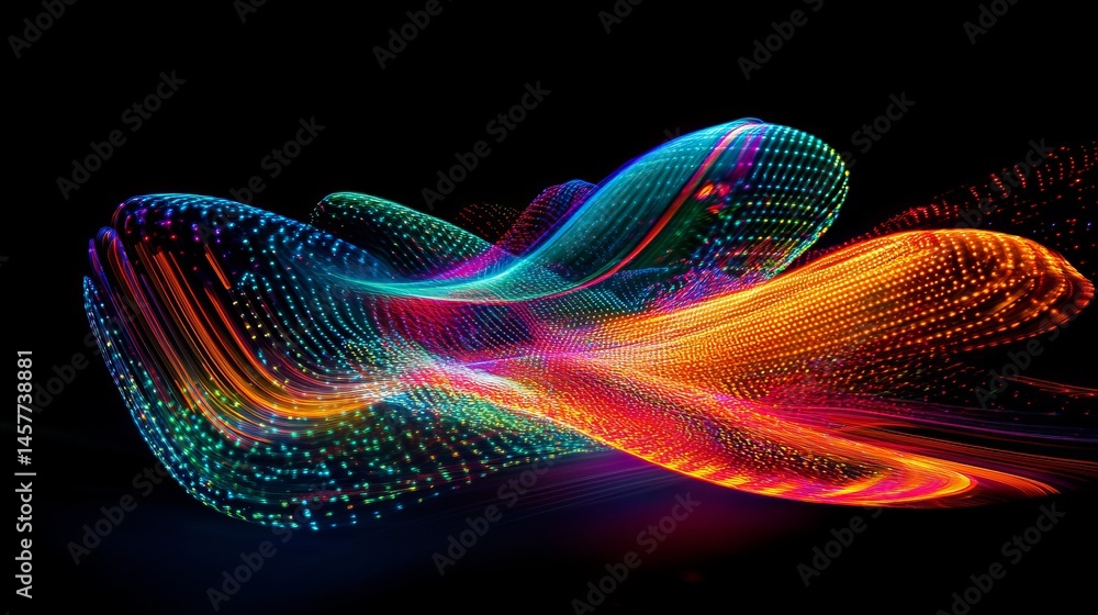 Poster abstract vibrant light trails dynamic colorful swirling energy flowing multicolored neon glowing bri