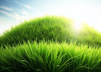 Lush Green Hill Isolated on White Background - High-Resolution Stock Photo