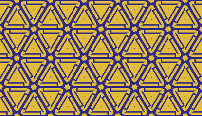 Pattern with curved line. Triangles style. Vector illustration. Orange blue color For you home interior wallpaper, fashion print. Seamless