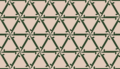 Fototapeta premium Design pattern with abstract modern ornament. Triangles style. Vector illustration. Green, brown color. Seamless