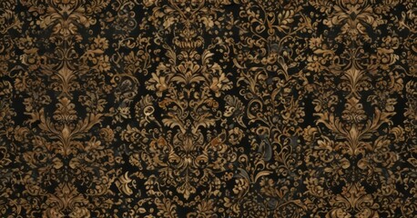 Intricate black & gold damask pattern; metallic sheen  ,  metallic,  black
