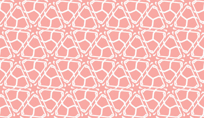 Beautiful bright illustration. New elegant background with curved line in triangular style. Vector seamless. Light pink color. Design for you business