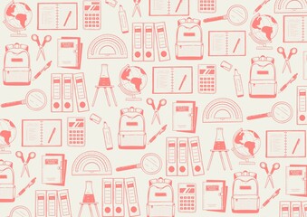 seamless pattern with office and students elements