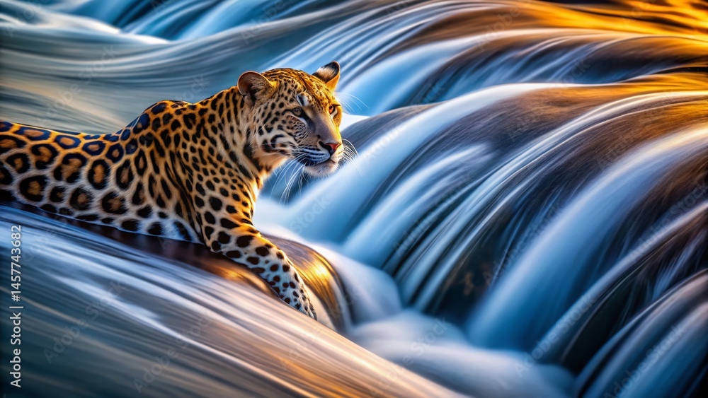 Poster macro abstract leopard print water flow - vivid texture background