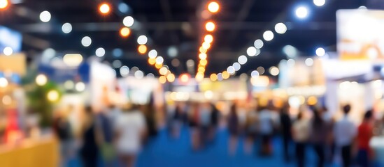 Obraz premium blurred motion in an expansive exhibition hall, illuminated by s