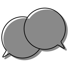 シンプルな線がずれた吹き出し　重なる会話(複数の値)