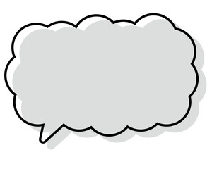 シンプルな線がずれた吹き出し　細長い雲形