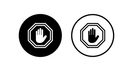 Stop icon logo design. stop road sign. hand stop sign and symbol. Do not enter stop red sign with hand