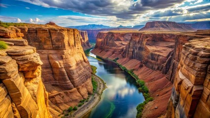 Serene River Winding Through Majestic Canyon Walls, A Breathtaking Vista of Nature's Grandeur