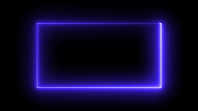 Glowing Neon light frame rectangle loading icon background in 4k video
