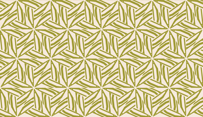 Modern pattern with curved line. Triangles, line, geometric elements. Vector illustration. Design for flyer, wallpaper, presentation, paper. Dirty olive color. Seamless