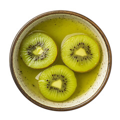 Kiwi Lemonade in Ceramic Dish Isolated on Transparent Background