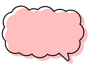 シンプルな線がずれた吹き出し　細長い雲形