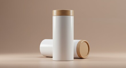 White Cardboard Tube with Wooden Cap