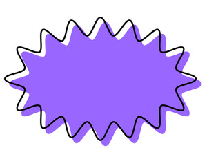 シンプルな線がずれた吹き出し　細長い丸みのあるギザギザした形