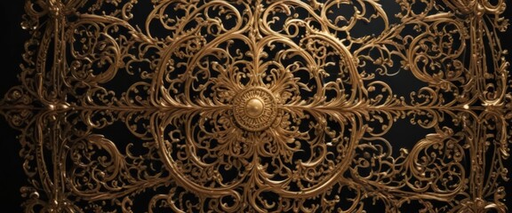 Intricate gold filigree on black, glossy finish, luxury,  voucher