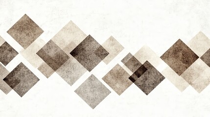 Abstract geometric design featuring layered diamond shapes in earthy tones on a textured background.