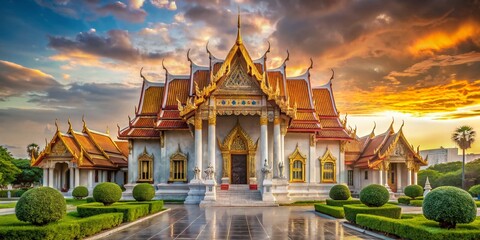 Majestic Wat Benchamabophit Temple in Bangkok, Thailand - Stunning Marble Architecture