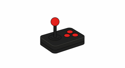 Joystick Controller with Red Buttons for Gaming Illustration