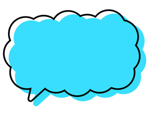 シンプルな線がずれた吹き出し　細長い雲形